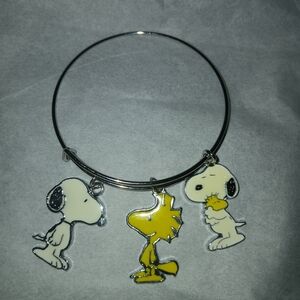Silver Dog Charm Bracelet with Yellow Accents